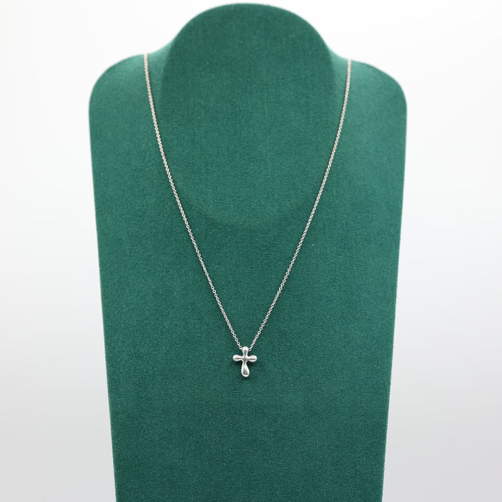 Tiffany & Co. Elsa Peretti 925 Small Cross Necklace 12mm x 9.5mm