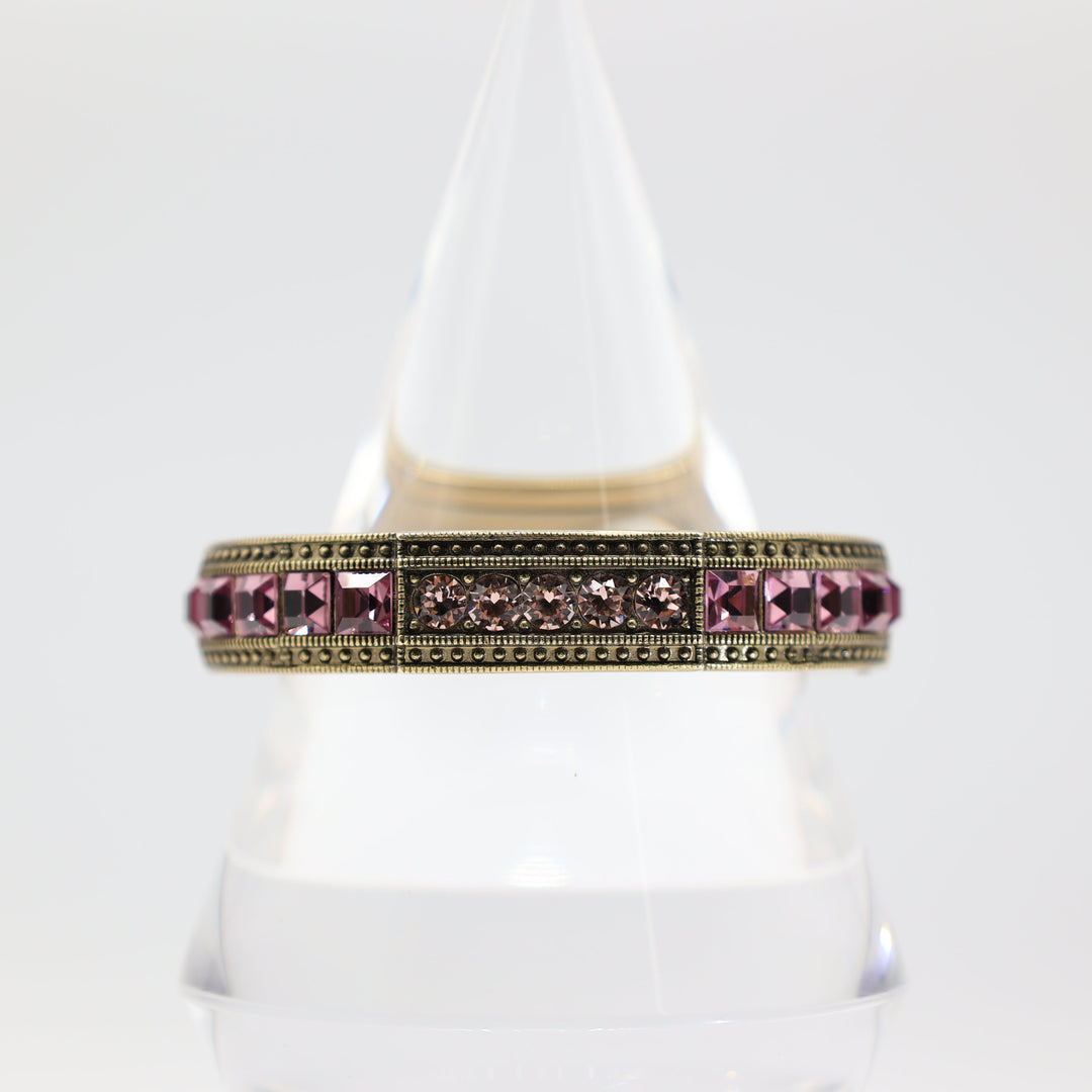 Heidi Daus Vintage Bronze light and dark purple crystals Bangle bracelet