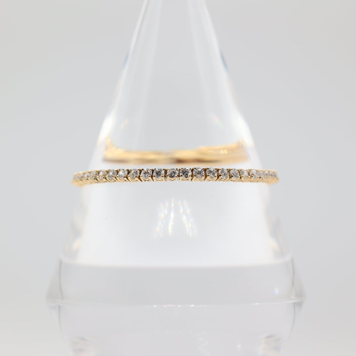 925 Yellow Gold Plated with White CZ Crystals Tennis Bracelet 7in.