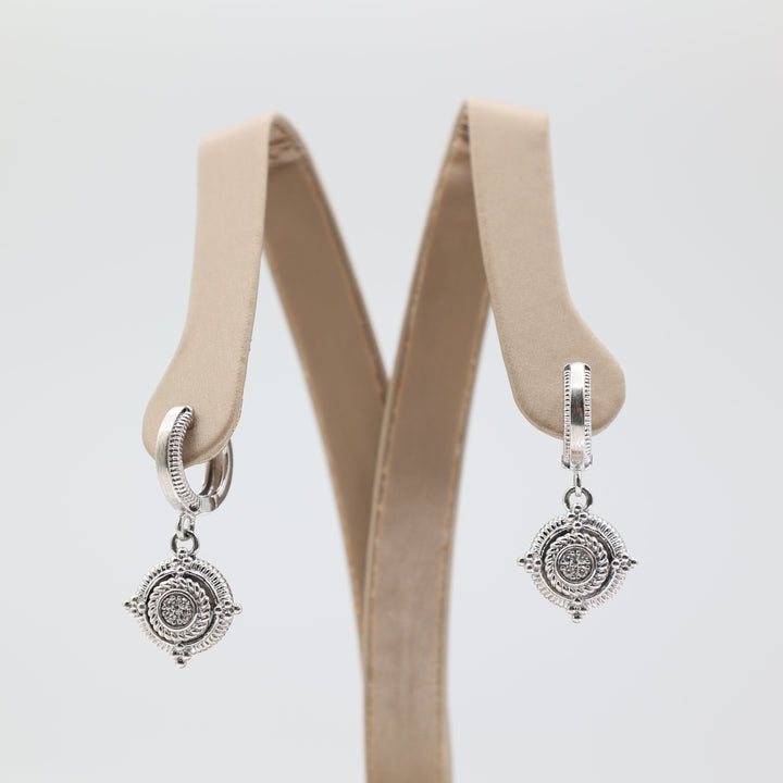 Gabriel & Co. 925 Silver Roman Drop with Diamonds Earrings