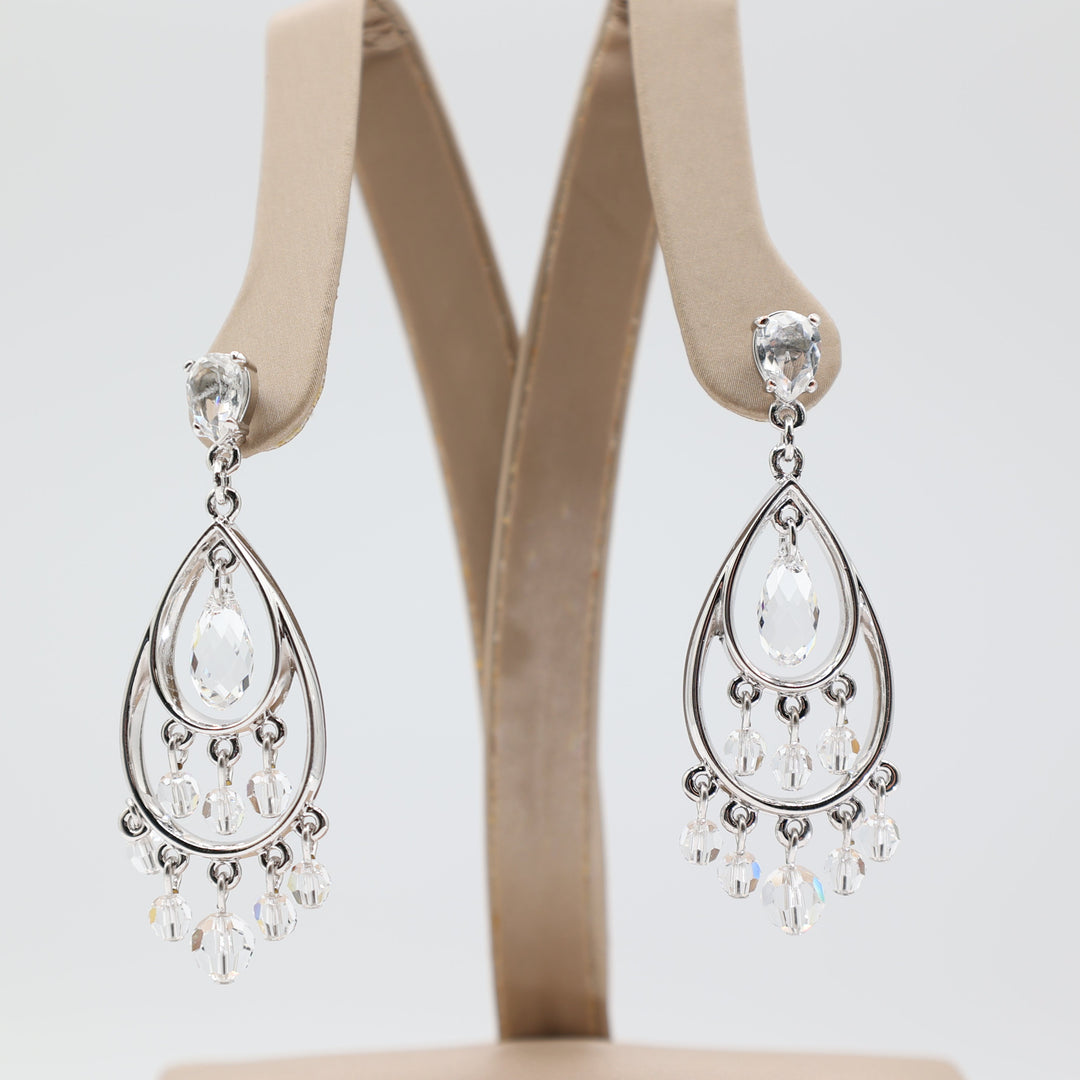 Swarovski Sterling Silver Chandelier Dangle Crystal Earrings