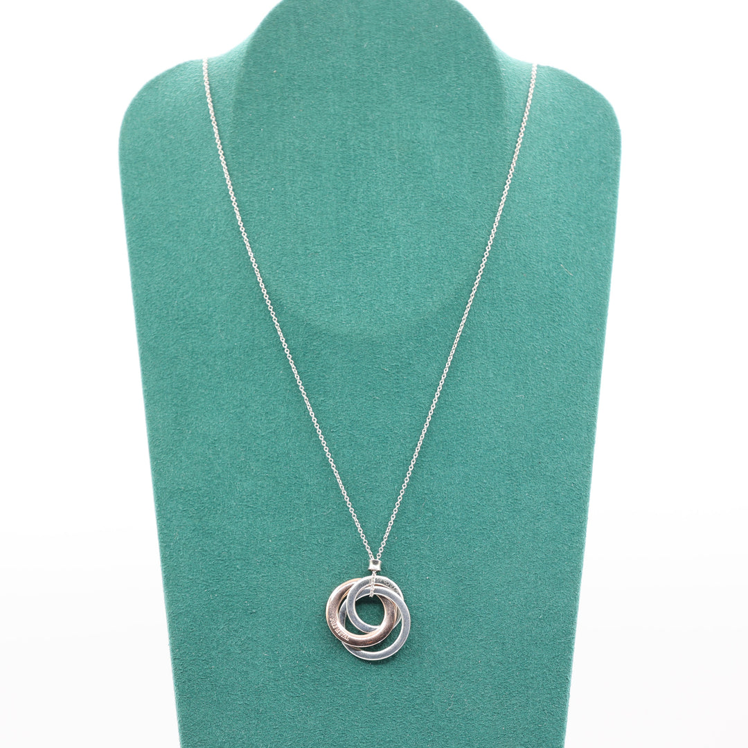 Tiffany & Co. 925 Silver & 1837 Metal Triple Interlocking Circles Necklace. - 17 in.