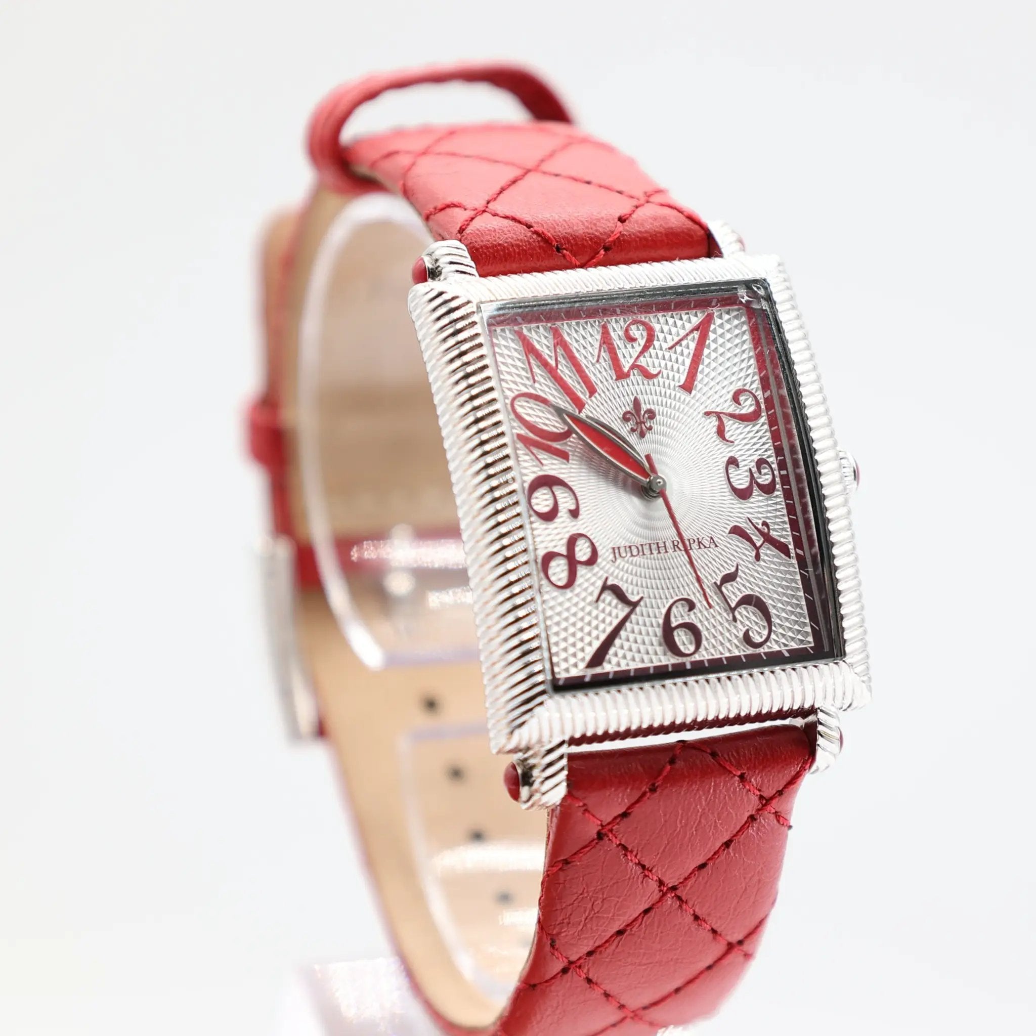 Judith Ripka Watch with Leather Band Quietly classic. The Alexandra watch. Silver tone with black  main image 4