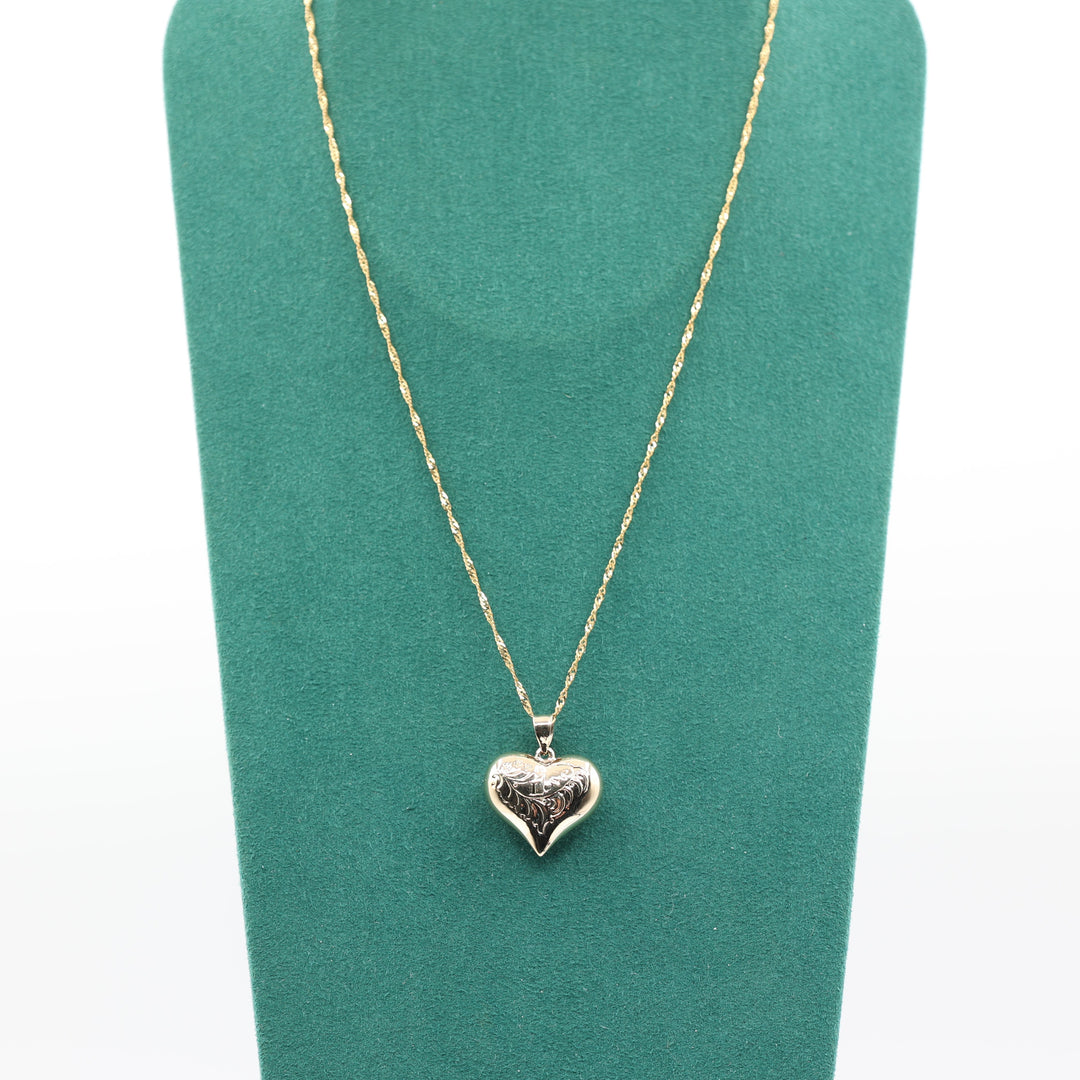 14k Yellow Gold Heart Charm Italy Pendant Necklace 2.9g