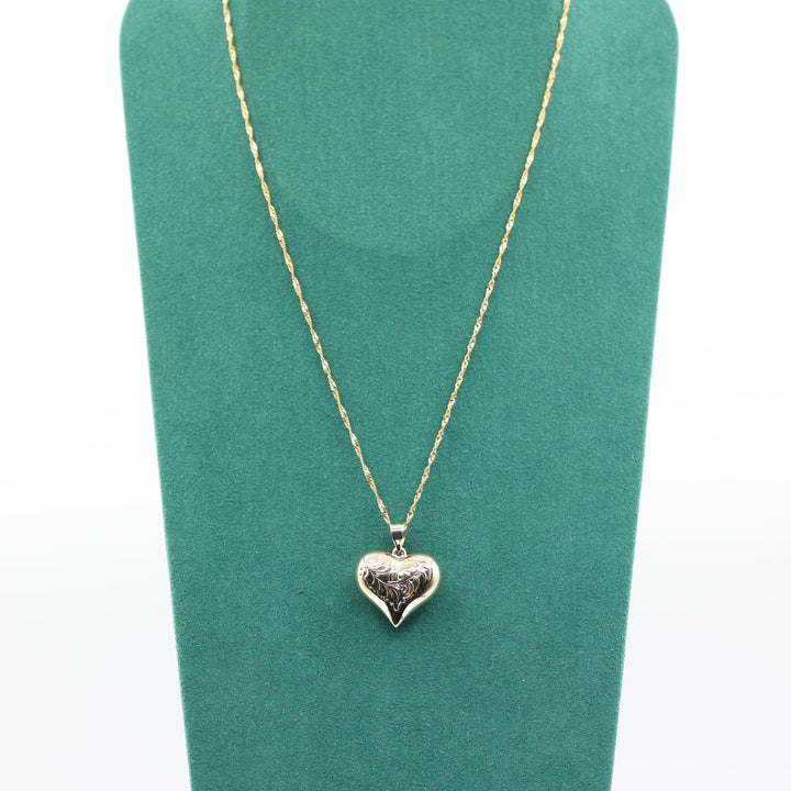 14k Yellow Gold Heart Charm Italy Pendant Necklace 2.9g