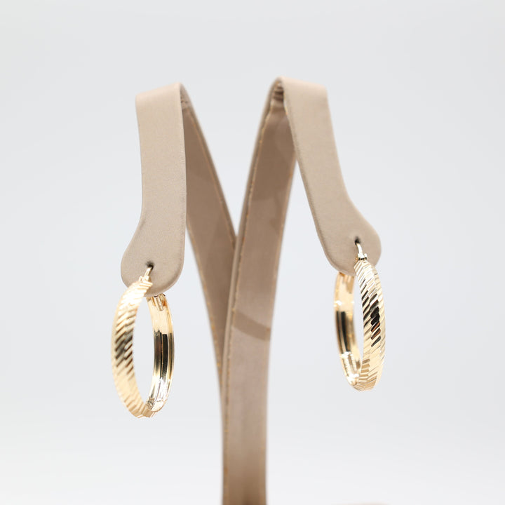 10k Yellow Gold Lined Hoop Earrings for Elegant Style