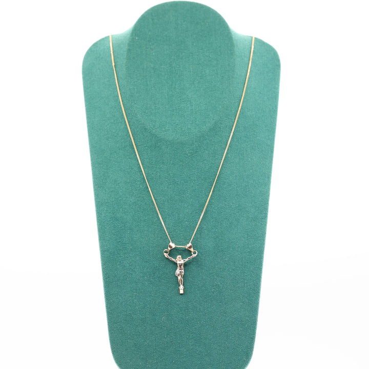10k Gold 21 Inch Chain With Christ Pendant Necklace