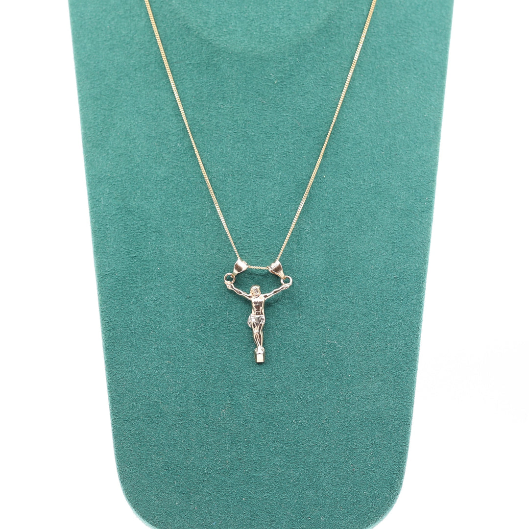 10k Gold 21 Inch Chain With Christ Pendant Necklace
