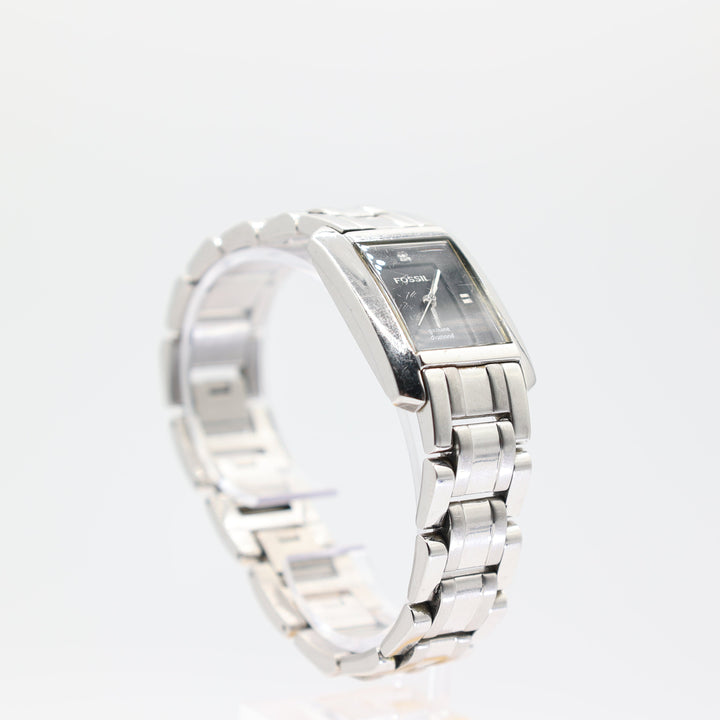 Fossil Genuine Diamond Stainless Steel Watch Black Dial