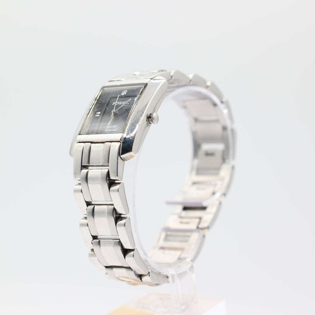 Fossil Genuine Diamond Stainless Steel Watch Black Dial