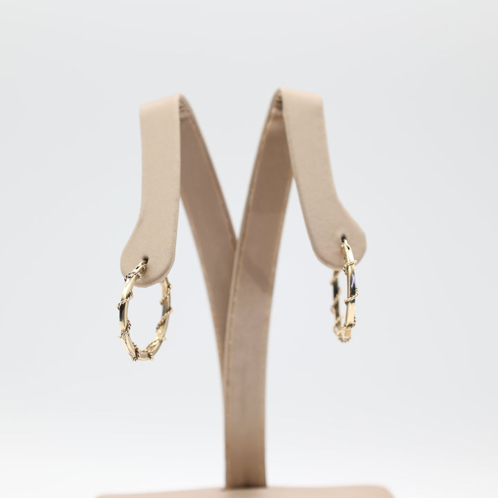 10k Yellow Gold Hoop Earrings With Wrap Design 23mm