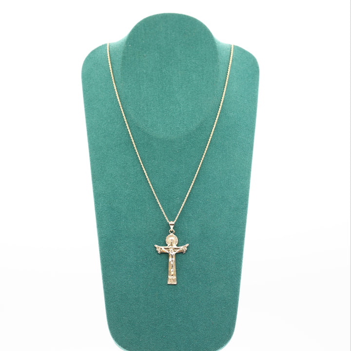 10k Yellow Gold 22inch Chain with Cross Pendant Necklace