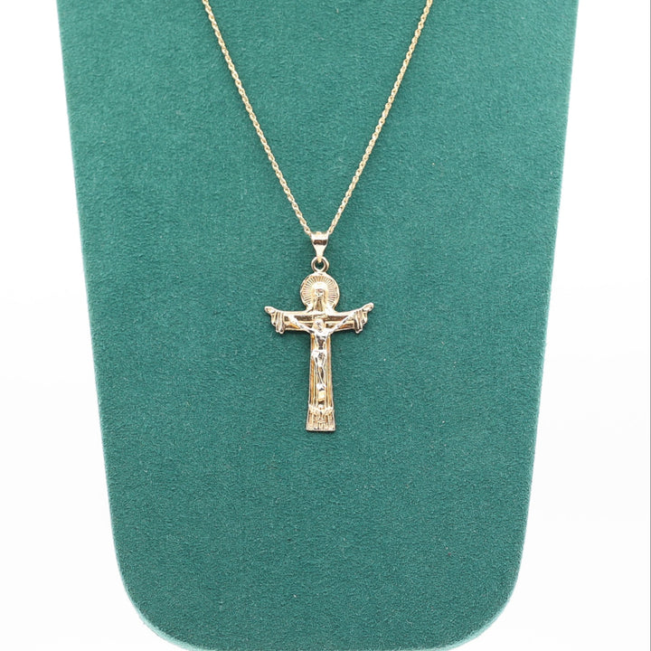 10k Yellow Gold 22inch Chain with Cross Pendant Necklace