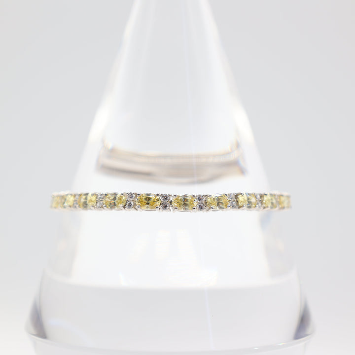 925 Silver Yellow And White Quartz Tennis Bracelet 7 In