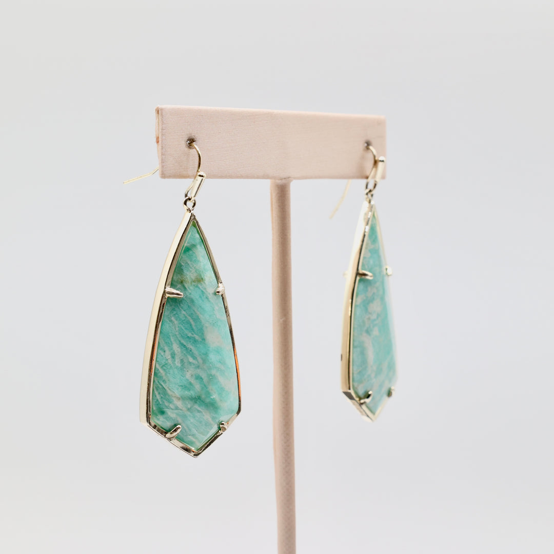 Kendra Scott Alex Teal Amazonite Gold Plated Statement Earrings
