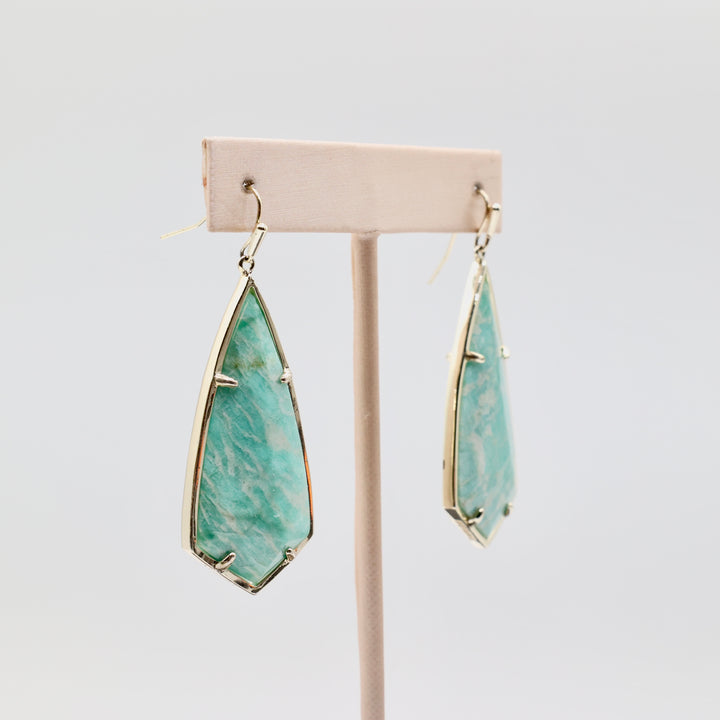 Kendra Scott Alex Teal Amazonite Gold Plated Statement Earrings