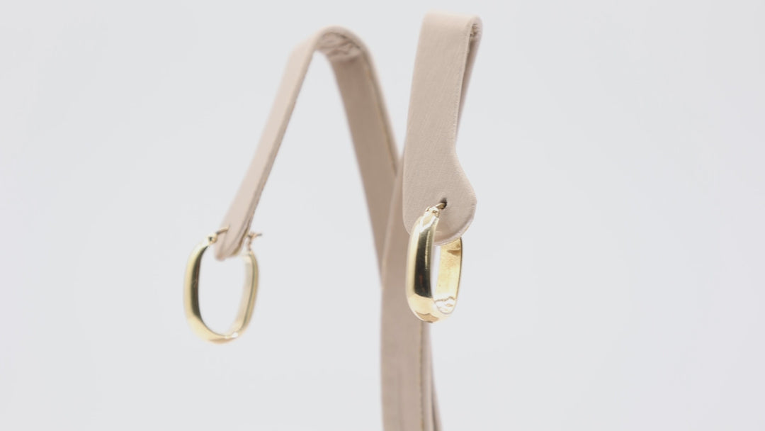 925 Sterling Gold Plated Thick Oval Hoop Earrings