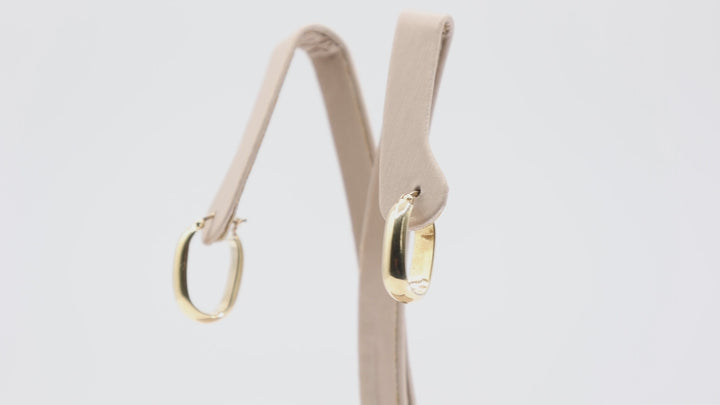 925 Sterling Gold Plated Thick Oval Hoop Earrings