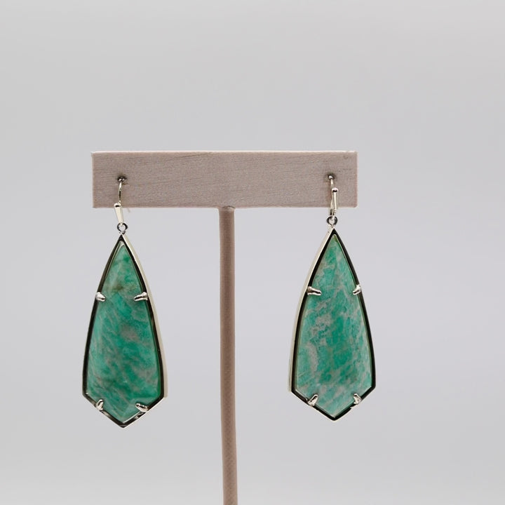 Kendra Scott Alex Teal Amazonite Gold Plated Statement Earrings