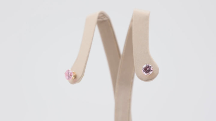 14k Yellow Gold Pink Crystal post Earrings