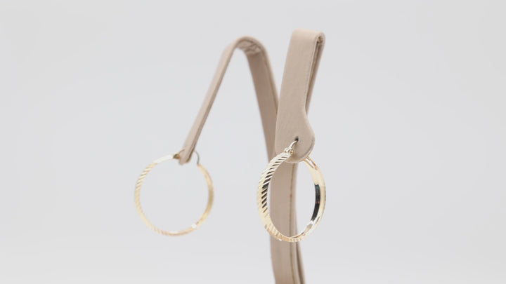 10k Yellow Gold Lined Hoop Earrings for Elegant Style