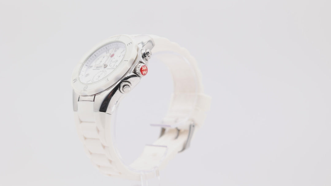 Michelle Tahitian White Dial Watch and 925 Bezel with White Jelly Band