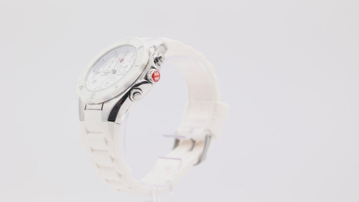 Michelle Tahitian White Dial Watch and 925 Bezel with White Jelly Band