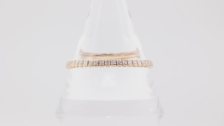 925 Yellow Gold Toned White CZ Stones Tennis Bracelet 7in.