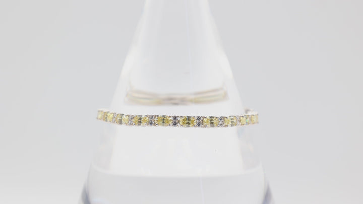 925 Silver Yellow And White Quartz Tennis Bracelet 7 In