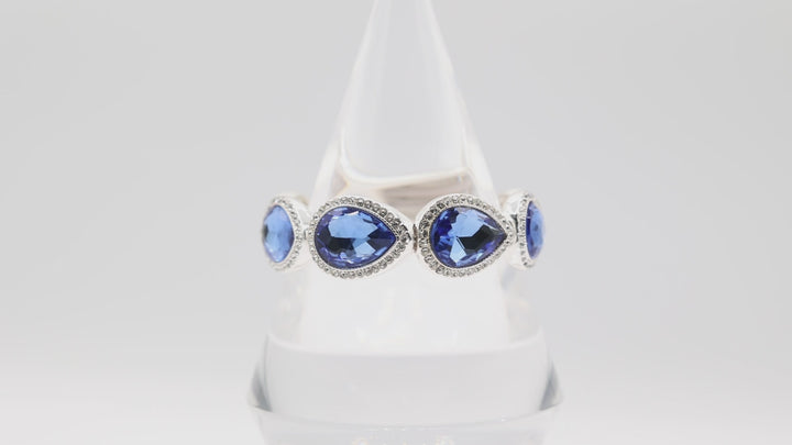 Costume Silver Tone and Pear Shaped Blue Crystal Bracelet
