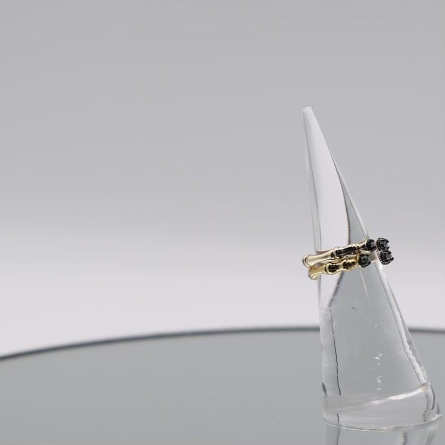 Gold Tone Kendra Scott White Drusy Glass Stone Two Ring Set - Size 4