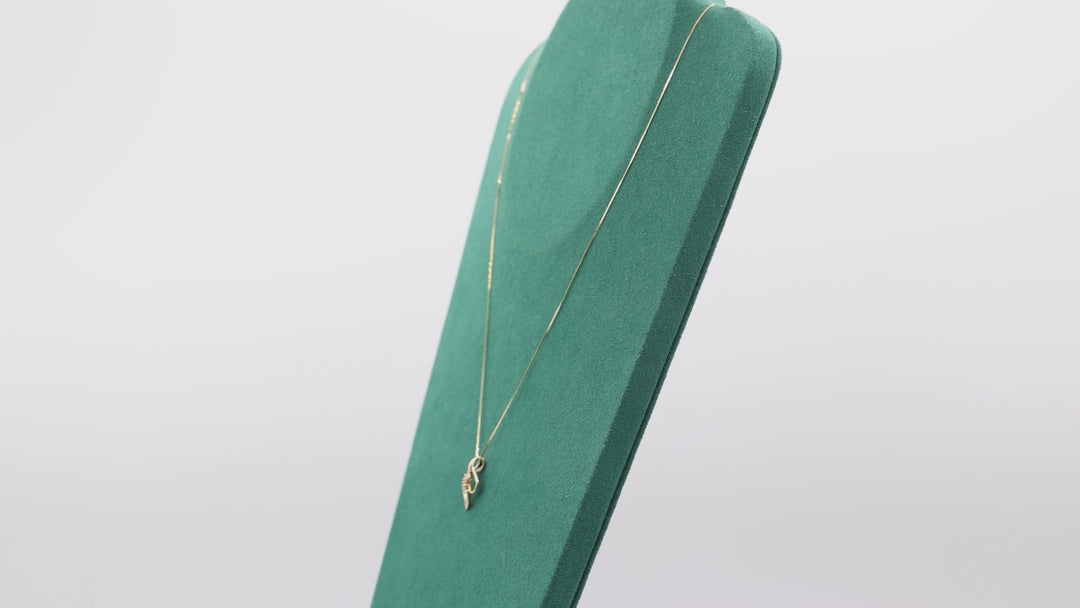 14k Gold Chain w/ Treble Shaped Pendant with Three Diamonds