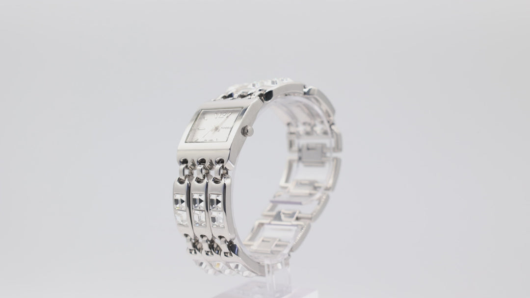 Fossil Stainless Steel Three Band Crystal Watch For Women