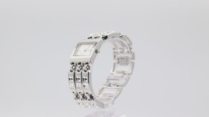 Fossil Stainless Steel Three Band Crystal Watch For Women