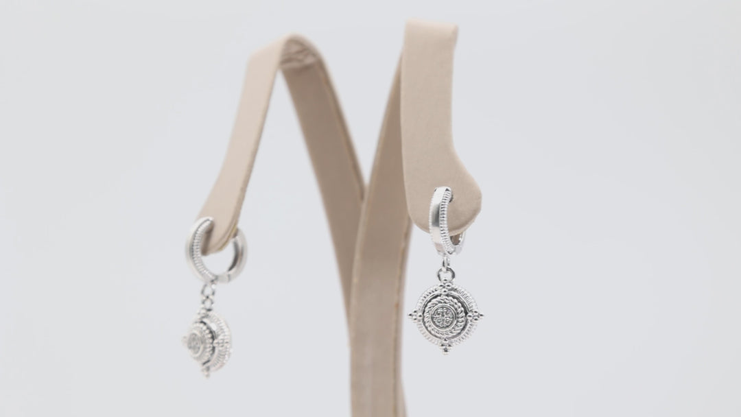 Gabriel & Co. 925 Silver Roman Drop with Diamonds Earrings
