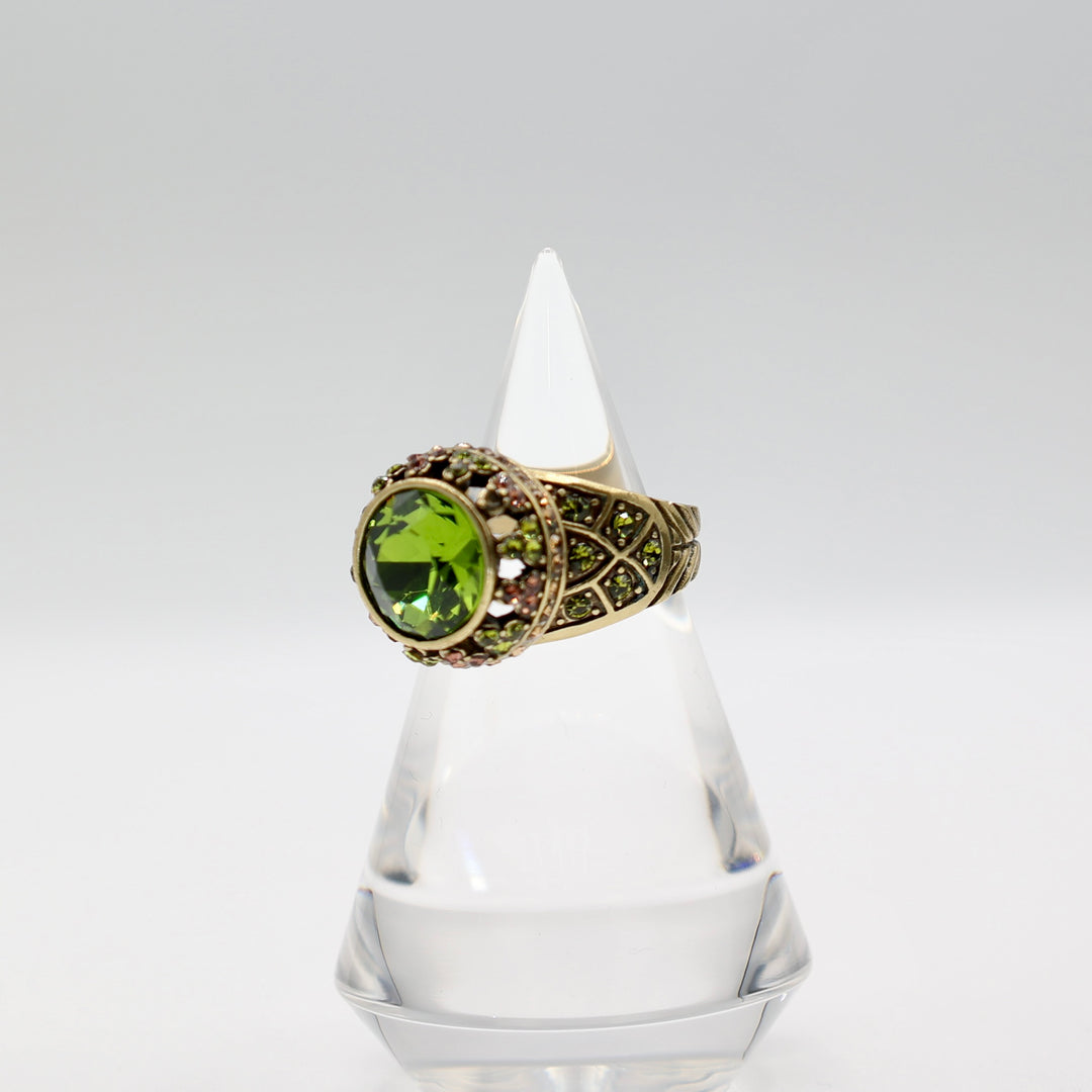 Brass Heidi Daus Crystal and Rhinestone Ring - Size 9.5