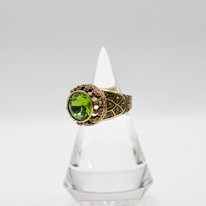 Brass Heidi Daus Crystal and Rhinestone Ring - Size 9.5