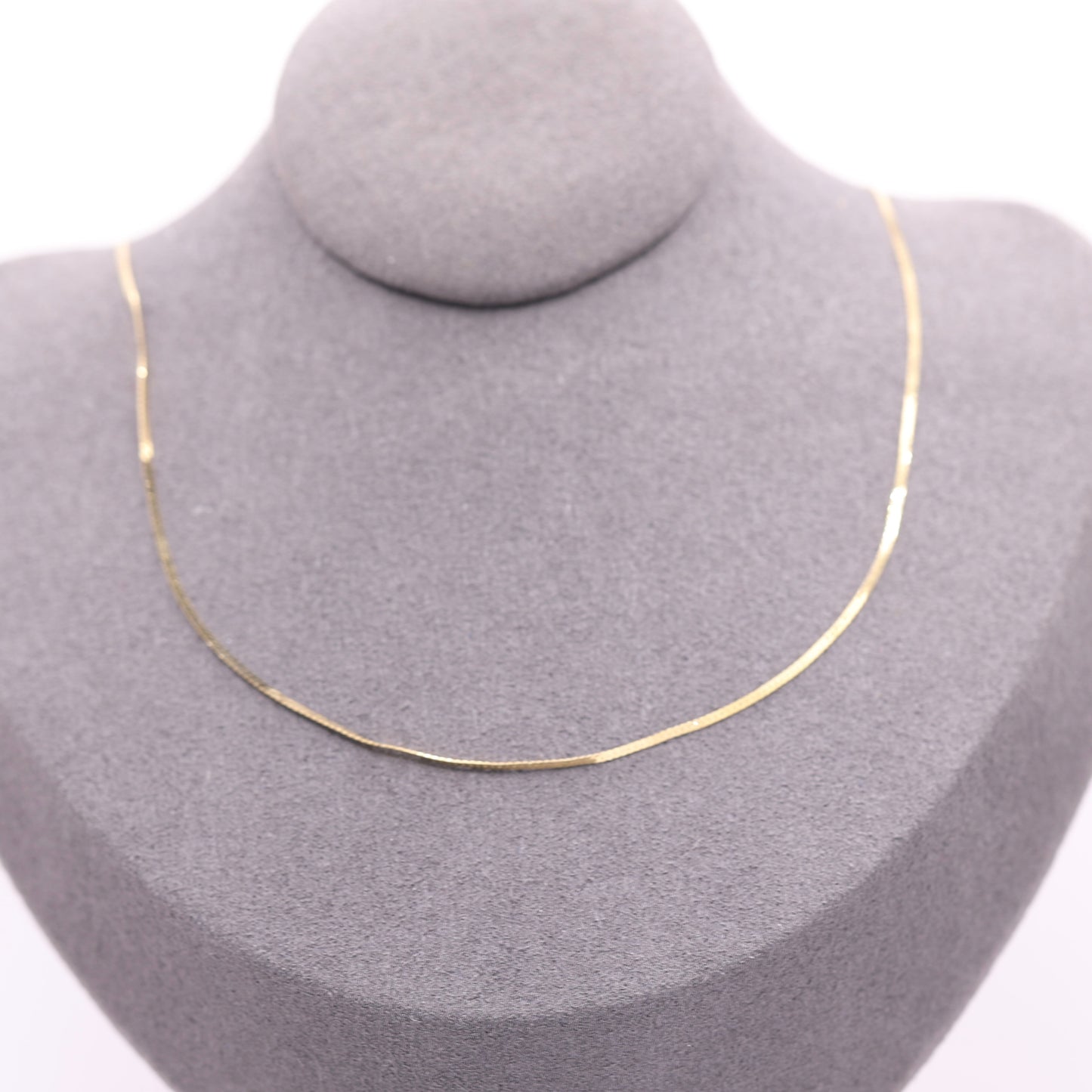 14K Yellow Gold Herringbone Link 24" Necklace w/Spring Ring Clasp