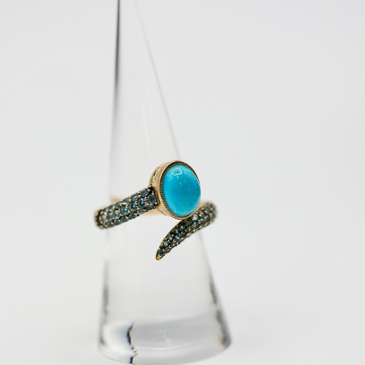 14k Yellow Gold Judith Ripka Turquoise Gemstone Ring - Size 8.5