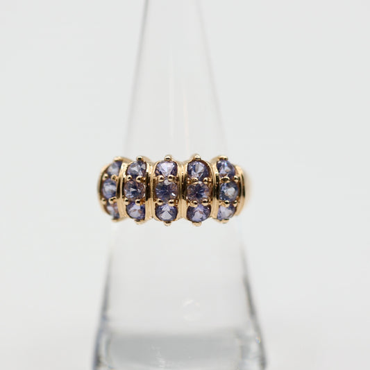 14k Yellow Gold Tanzanite Cluster Ring - Size 6.5