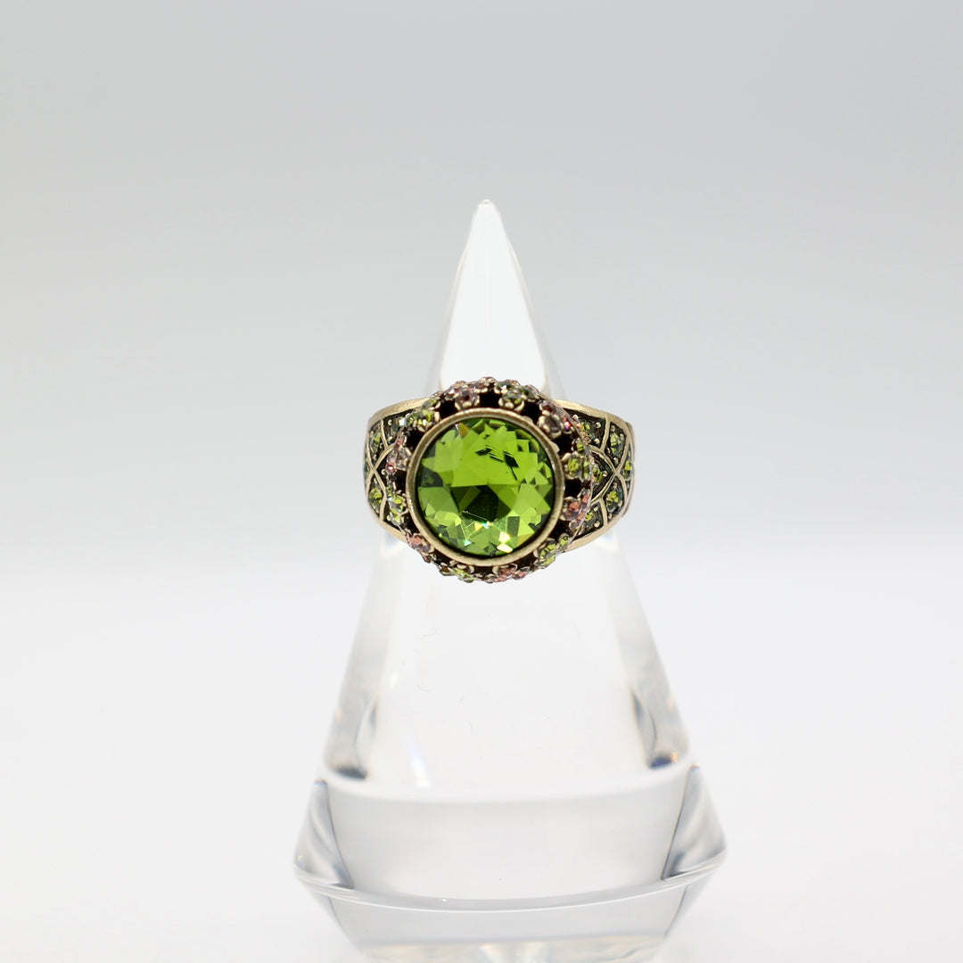 Brass Heidi Daus Crystal and Rhinestone Ring - Size 9.5