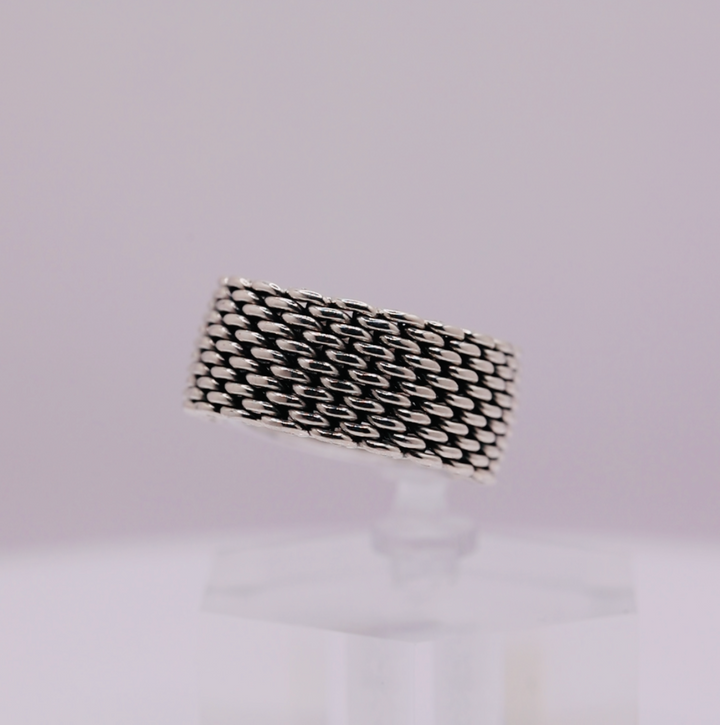 925 Sterling Silver Tiffany & Co 8mm Wide Mesh Ring- Size 6