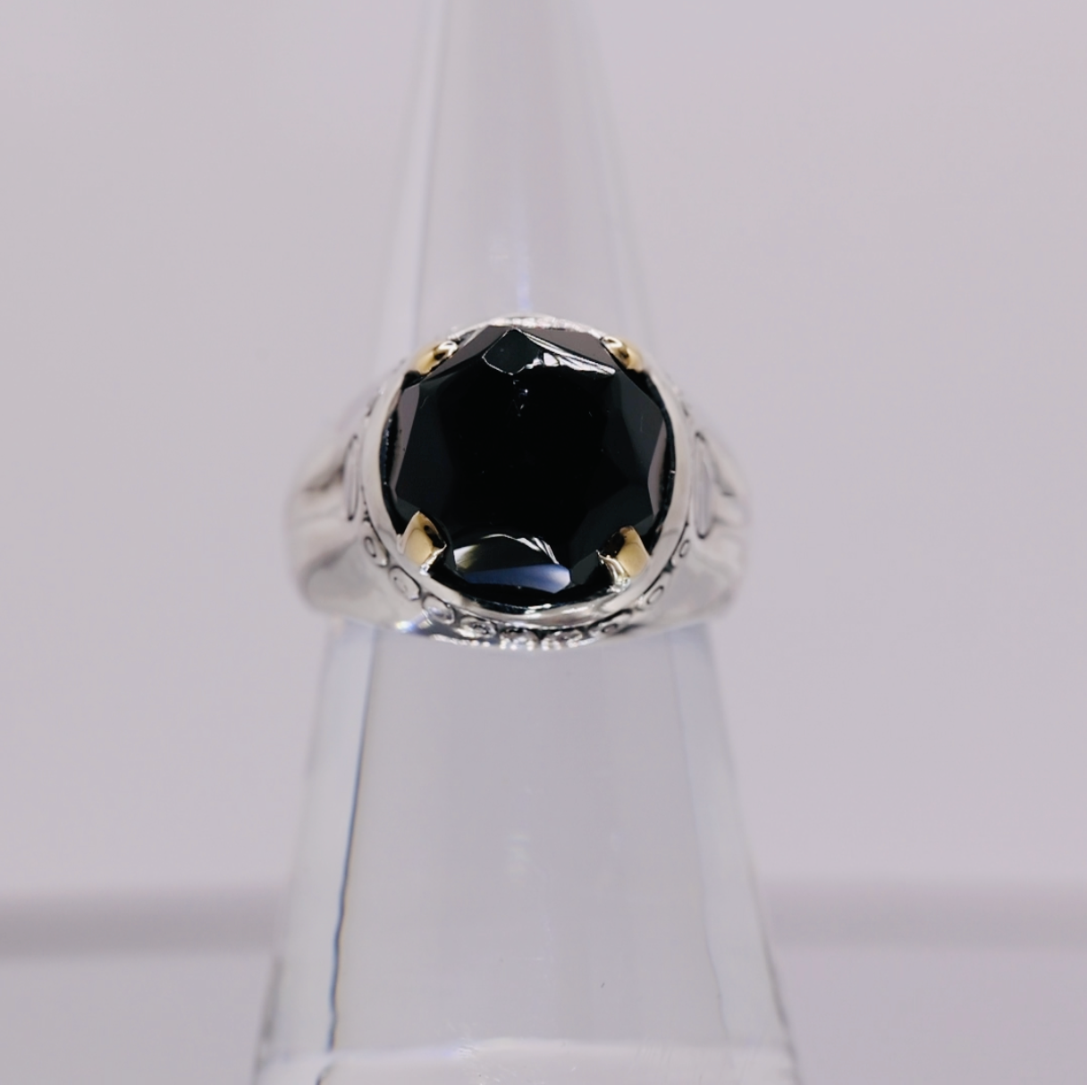 John Hardy Black Onyx Batu Bamboo Ring Size 6.75