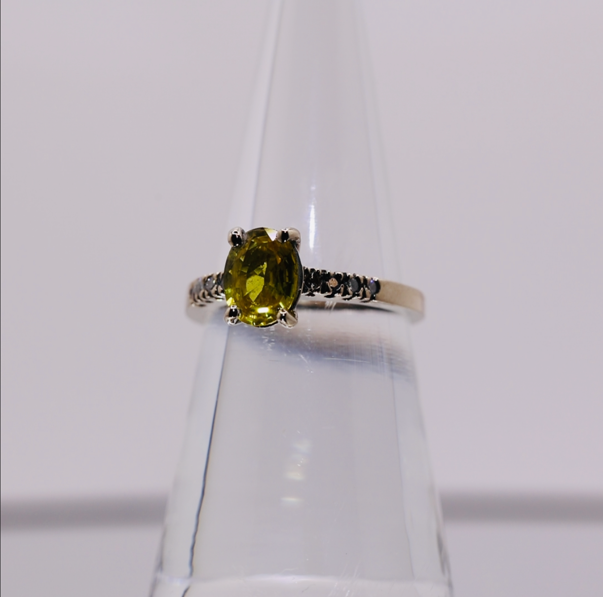 18k Yellow Gold with Yellow Topaz & White Diamonds Ring - Size 6