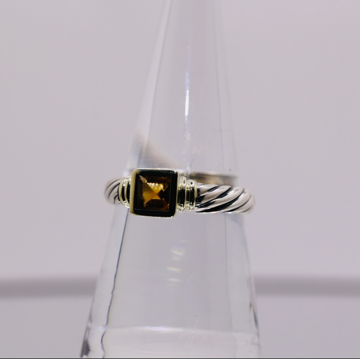 David Yurman 18K 925 750 Citrine Ring Size 7.5
