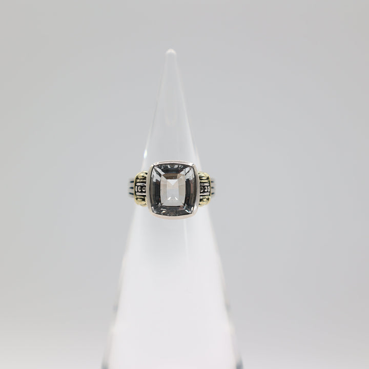 Lagos 925 18K Caviar Ring White Quartz 12x10mm Size 7