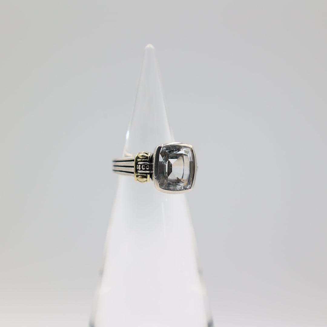 Lagos 925 18K Caviar Ring White Quartz 12x10mm Size 7
