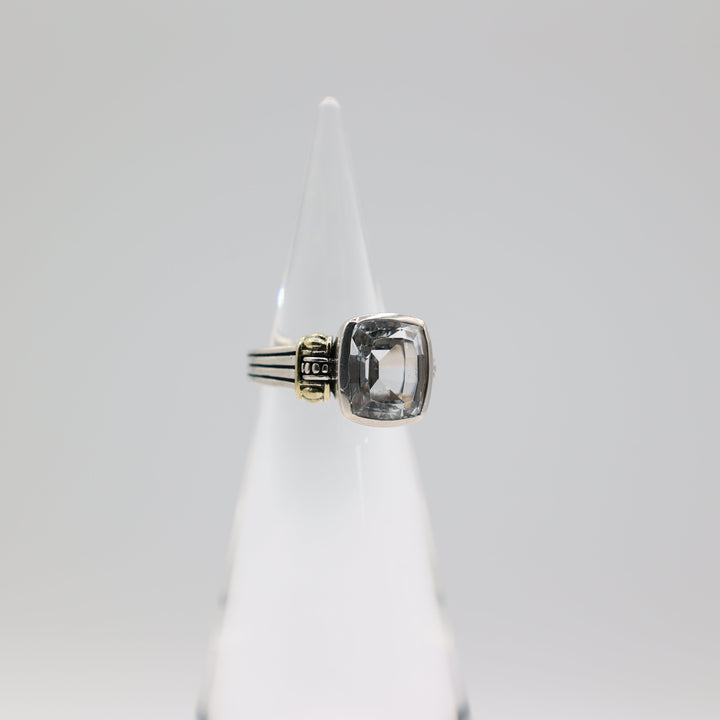 Lagos 925 18K Caviar Ring White Quartz 12x10mm Size 7