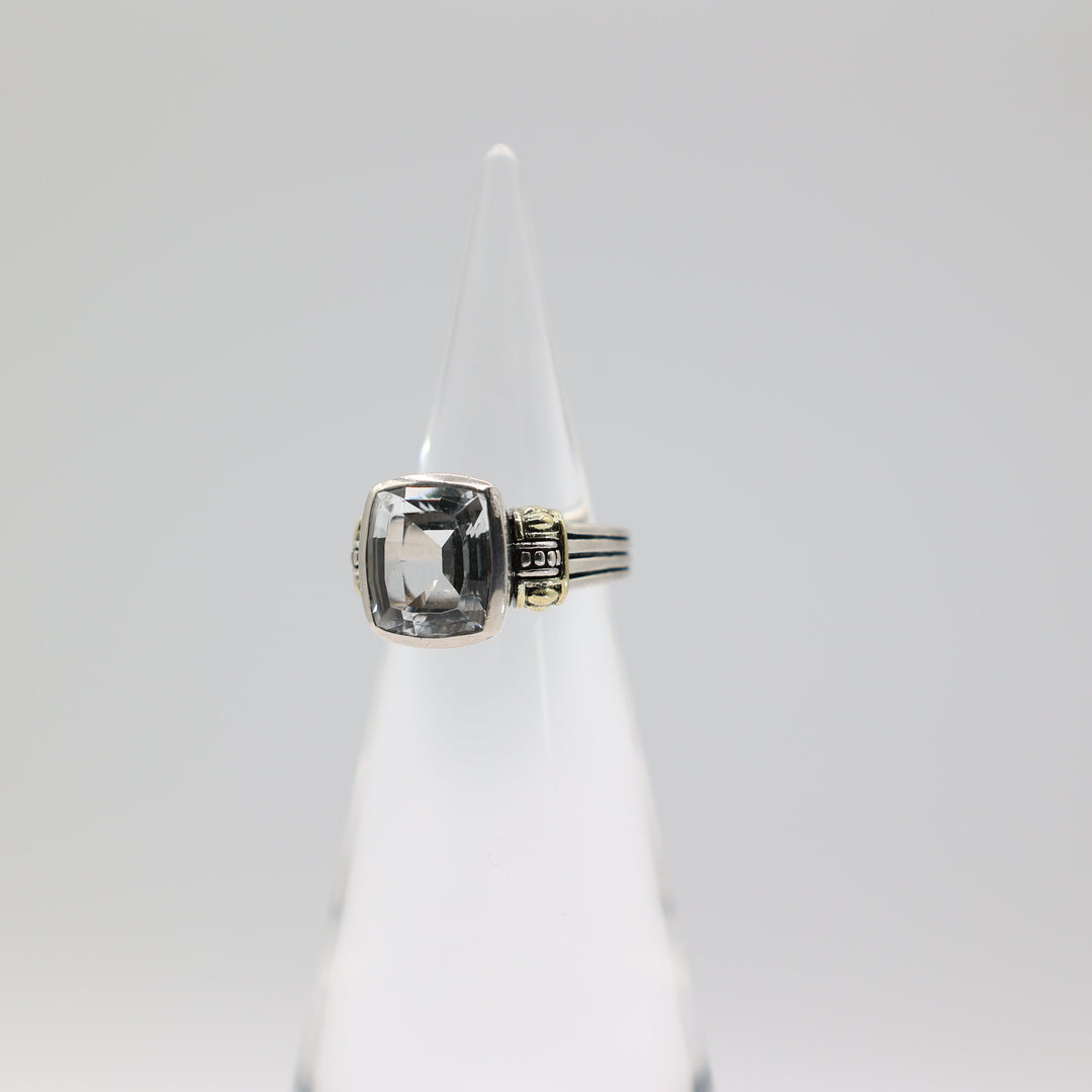 Lagos 925 18K Caviar Ring White Quartz 12x10mm Size 7