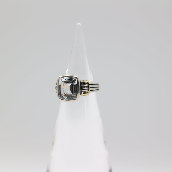 Lagos 925 18K Caviar Ring White Quartz 12x10mm Size 7